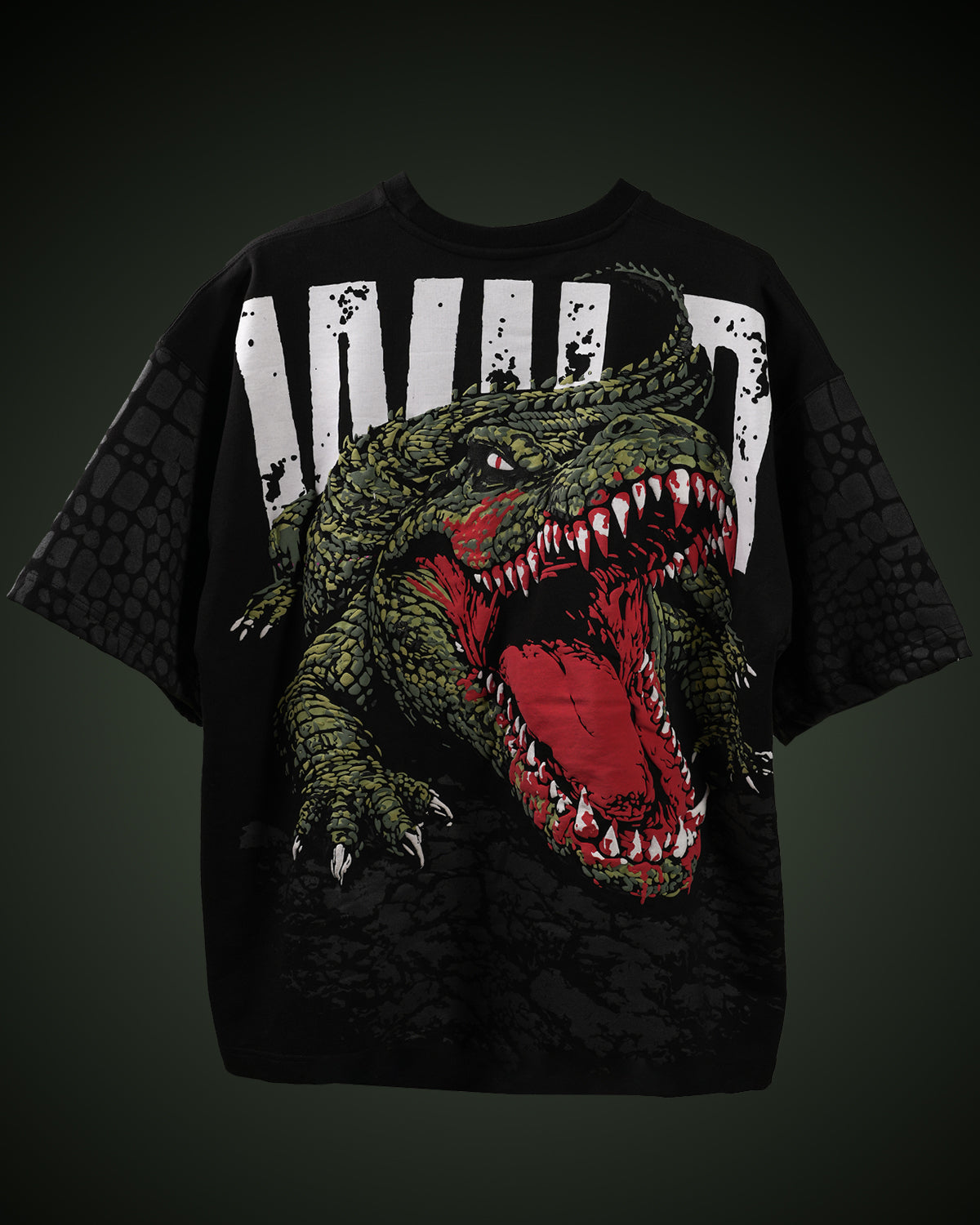 BLACK CROCODILE OVERSIZED T-SHIRT