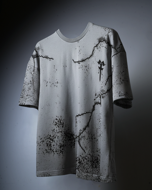 GREY CRACK OVERSIZED T-SHIRT
